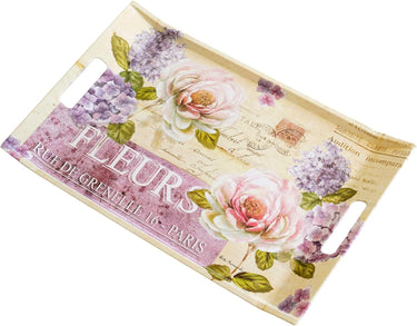 Buntes Teetablett Design: Edelrose, Kuchentablett rechteckig 47x31 cm, Esstablett mit Griffen