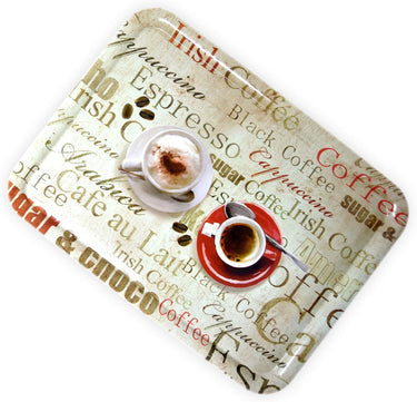 Gastrotablett Rechteckig, Druck: Espresso, Großes Kunststoff Tablett 50x37 cm, Italienisches Kaffeetablett