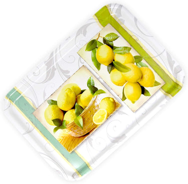 Kunststoff Tablett zum Servieren, Format: 45x31 cm, Design: Zitrusbaum, Stapelbares Melamintablett Groß
