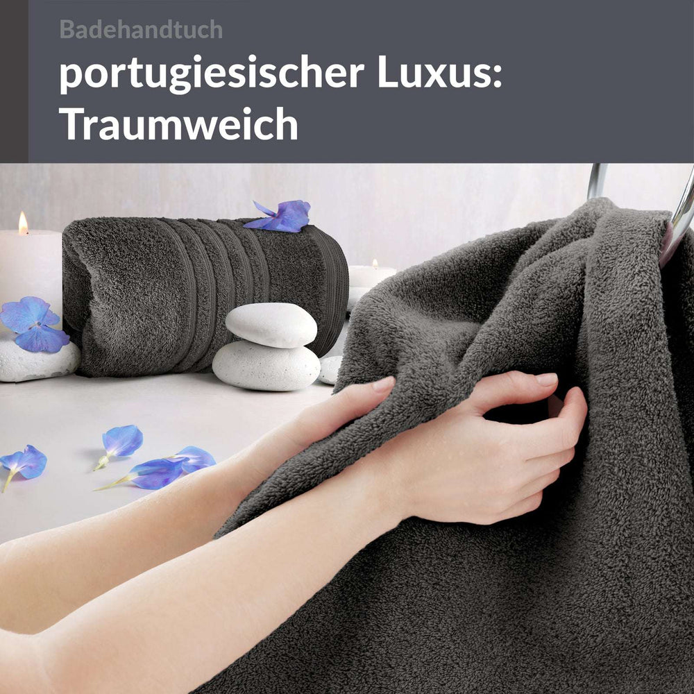 Duschtuch groß 100x150 cm 2er Set Grau - Anthrazit