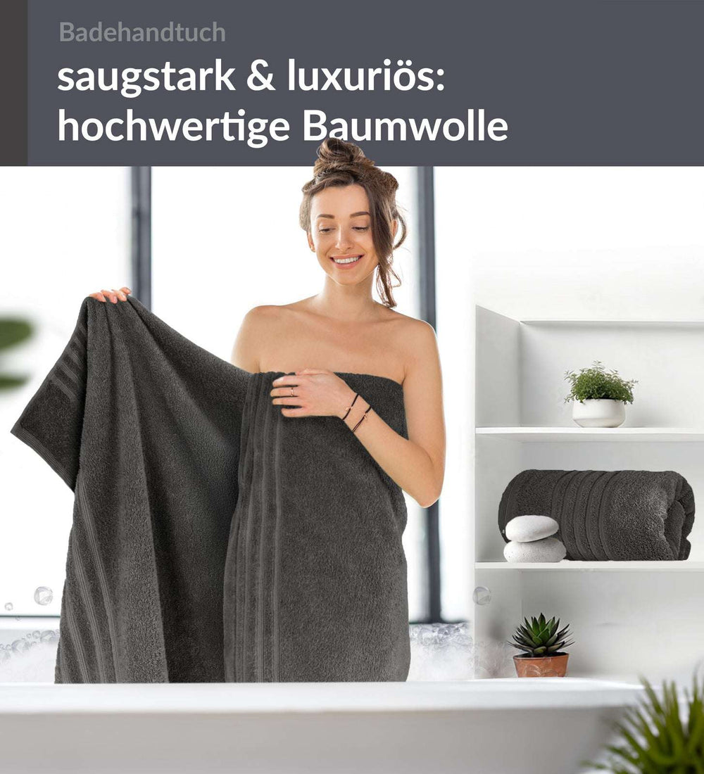 Duschtuch groß 100x150 cm 2er Set Grau - Anthrazit