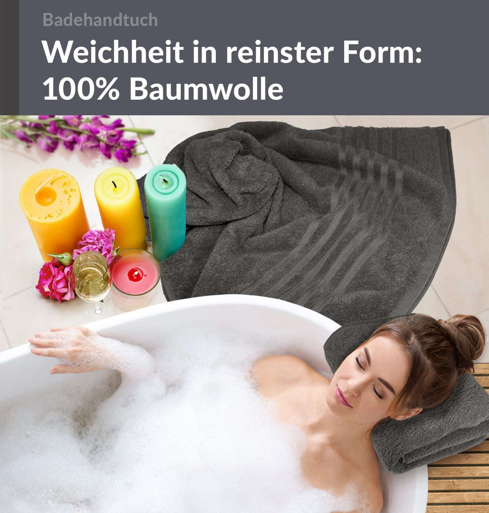 Duschtuch groß 100x150 cm 2er Set Grau - Anthrazit