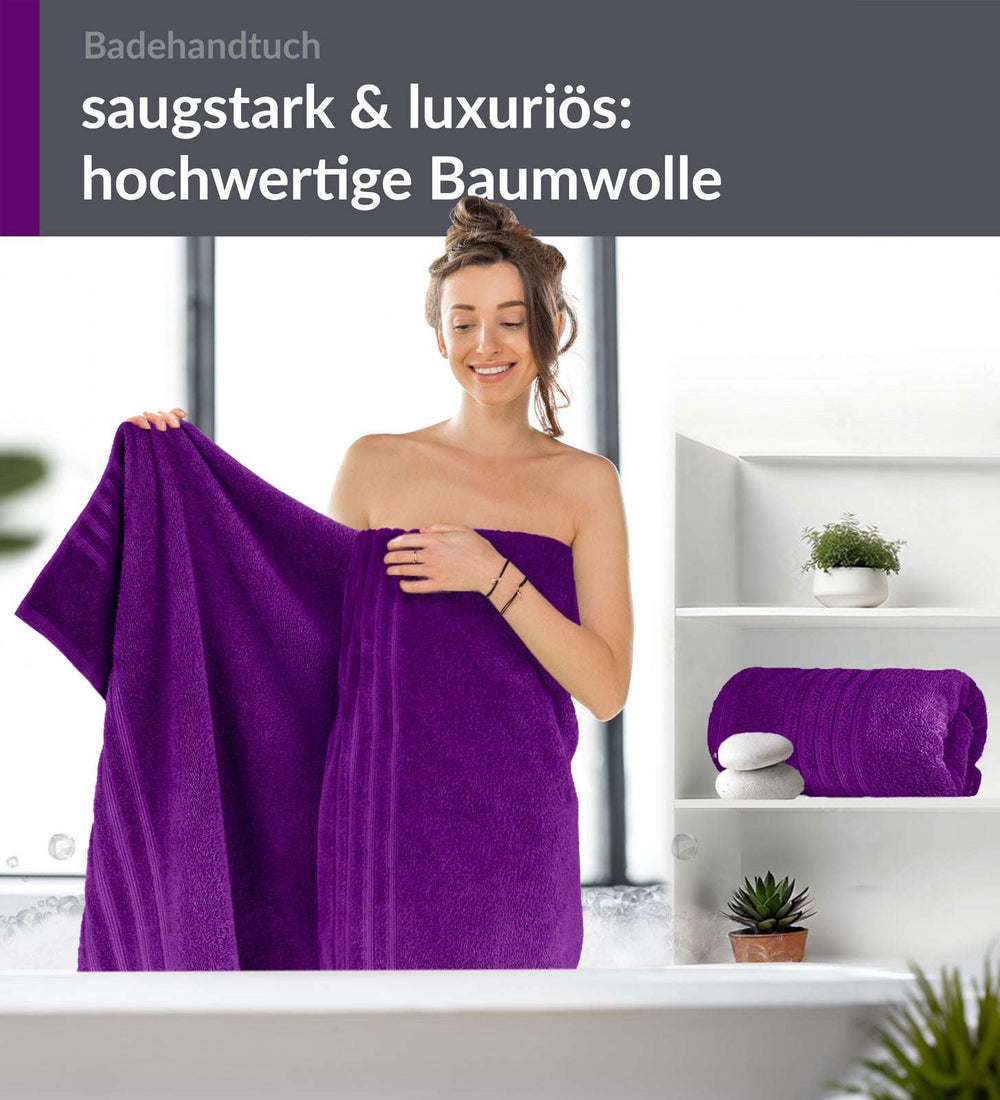 Duschtuch groß 100x150 cm 2er Set Lila - Aubergine