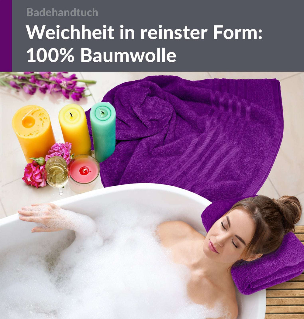 Duschtuch groß 100x150 cm 2er Set Lila - Aubergine