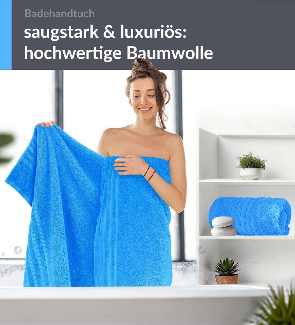 Duschtuch groß 100x150 cm 2er Set Blau - Capri