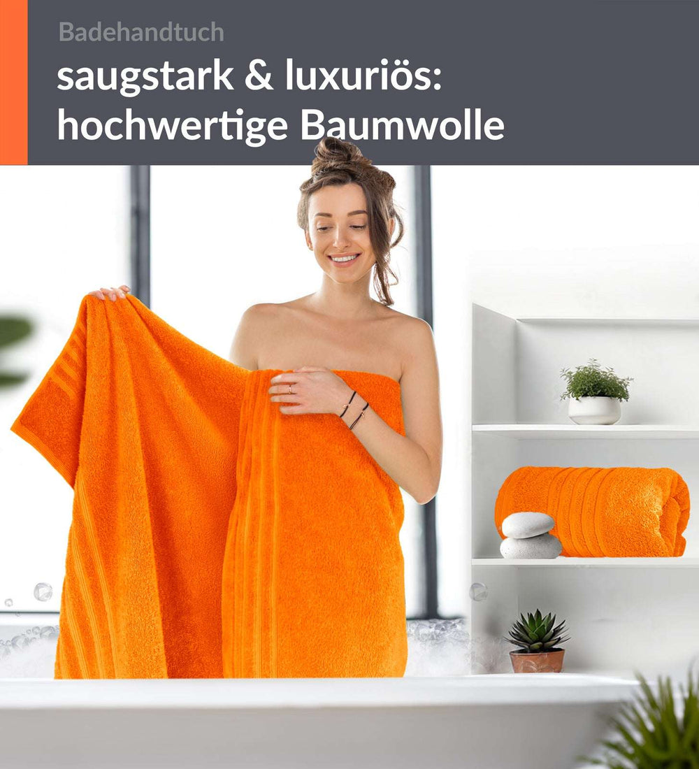 Duschtuch groß 100x150 cm 2er Set Orange - Clementinen