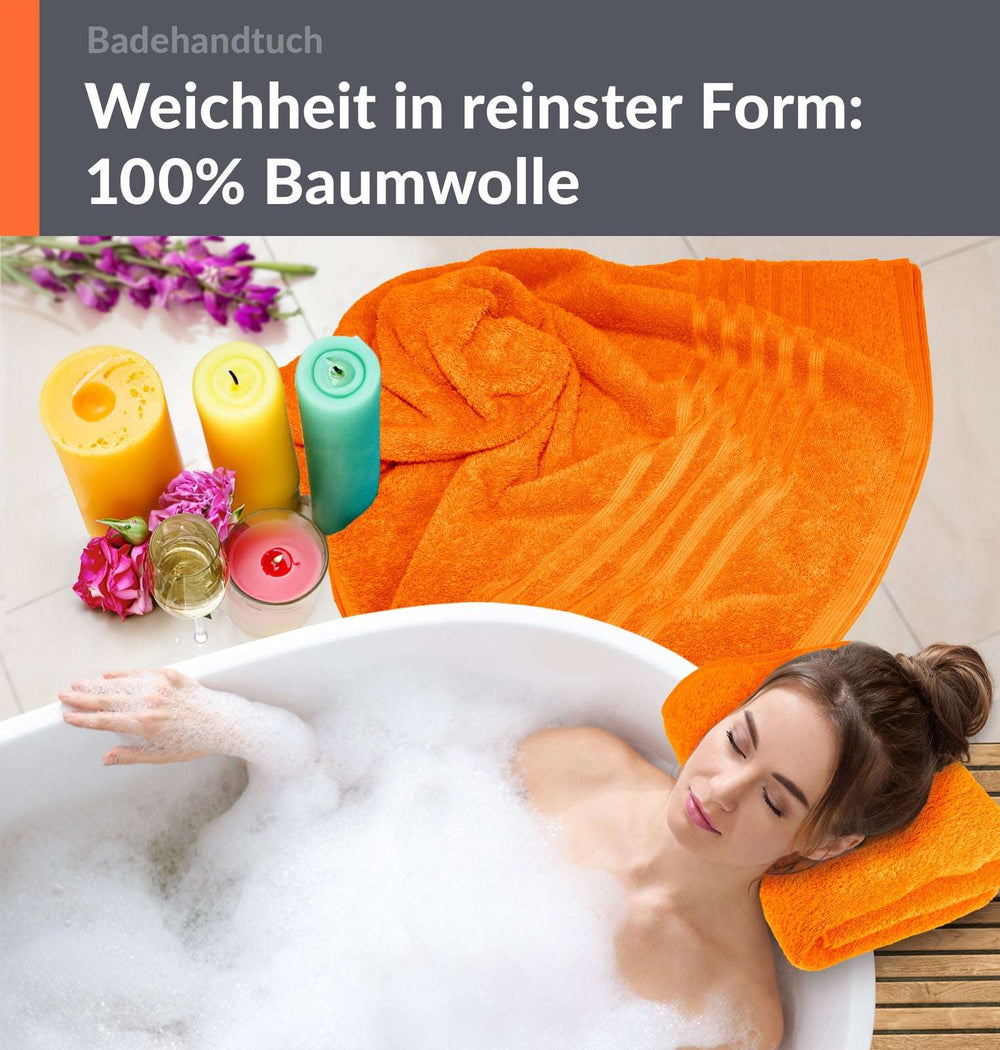 Duschtuch groß 100x150 cm 2er Set Orange - Clementinen