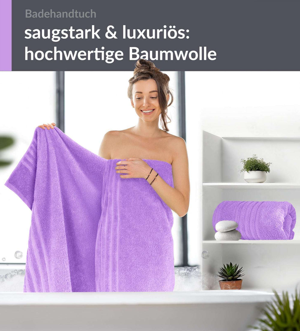 Duschtuch groß 100x150 cm 2er Set Lila - Flieder