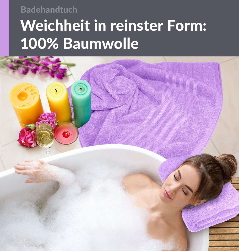 Duschtuch groß 100x150 cm 2er Set Lila - Flieder