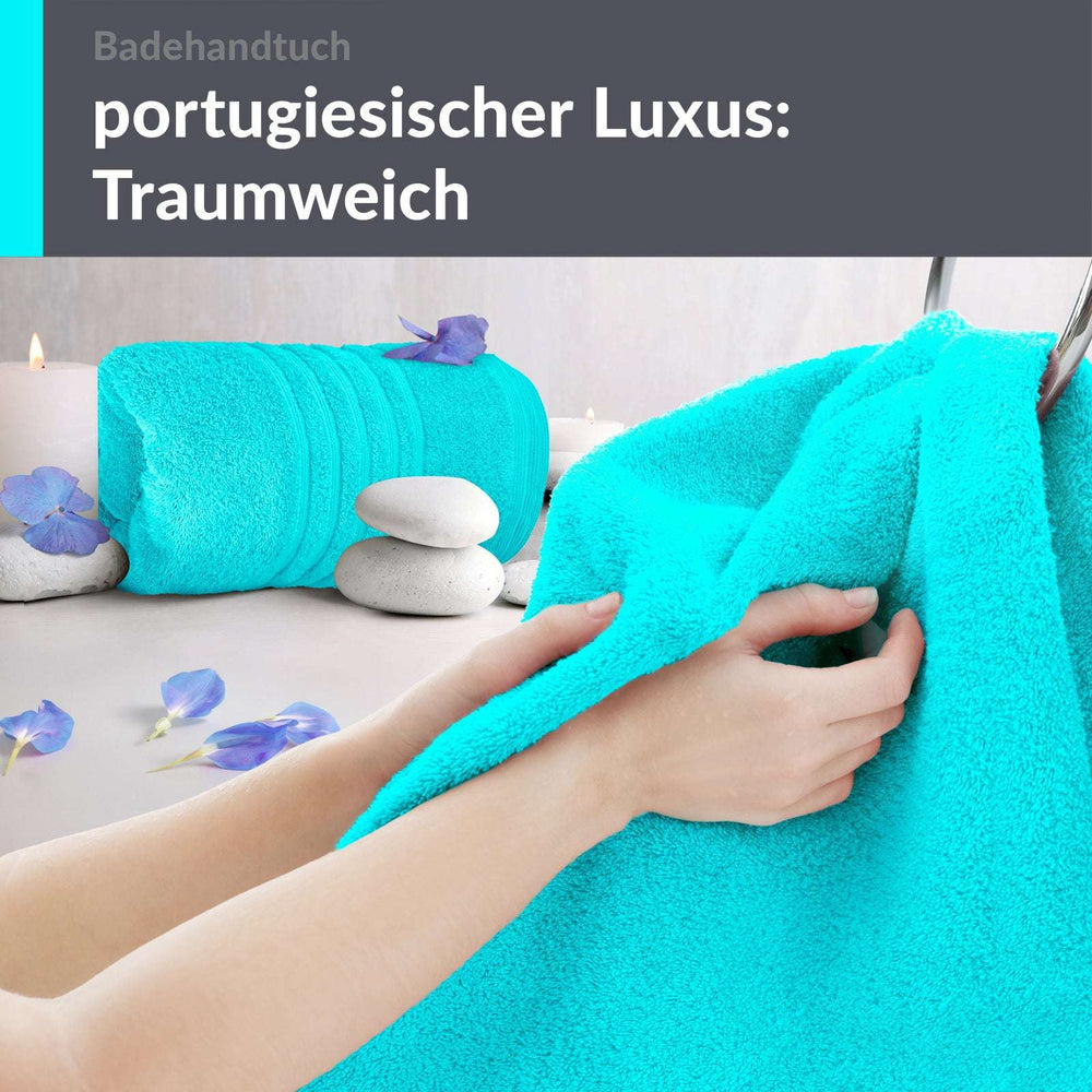 Duschtuch groß 100x150 cm 2er Set Türkis - Lagunen
