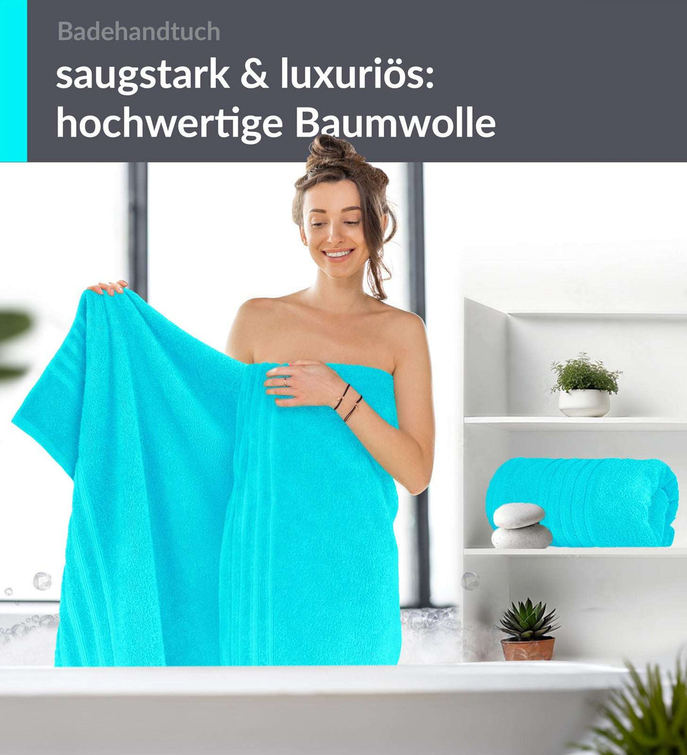 Duschtuch groß 100x150 cm 2er Set Türkis - Lagunen