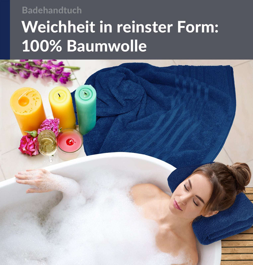 Duschtuch groß 100x150 cm 2er Set Blau - Marine