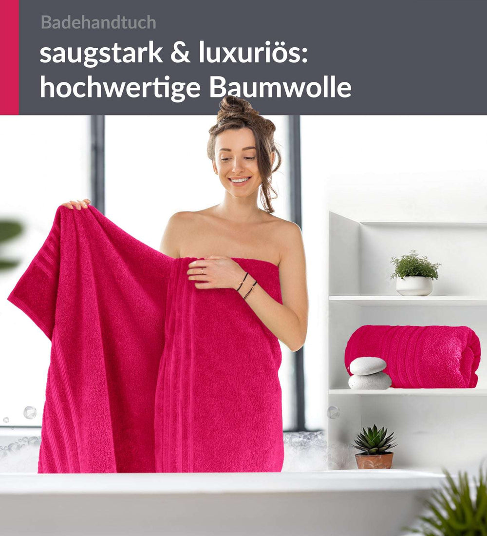 Duschtuch groß 100x150 cm 2er Set Rot - Rhabarber