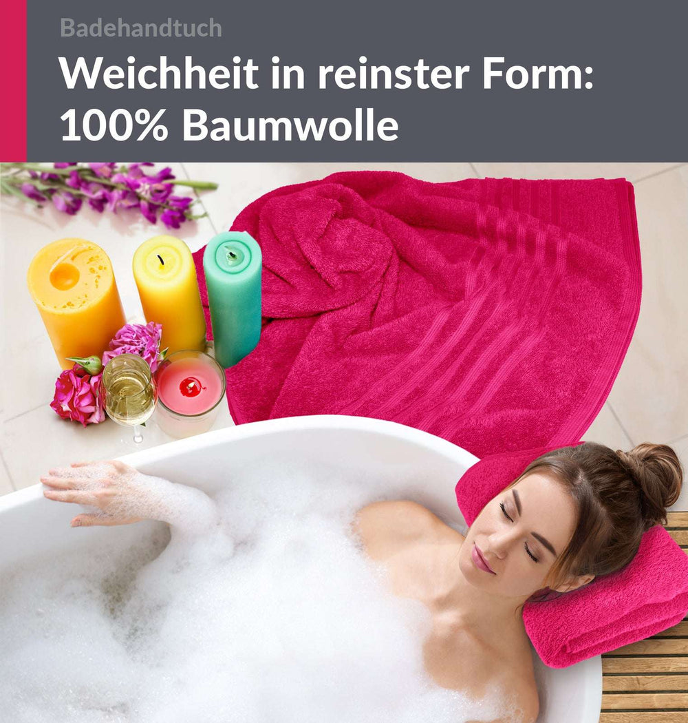 Duschtuch groß 100x150 cm 2er Set Rot - Rhabarber