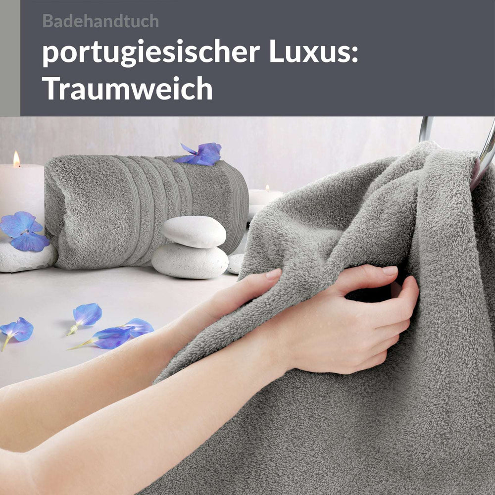 Duschtuch groß 100x150 cm 2er Set Grau - Stein