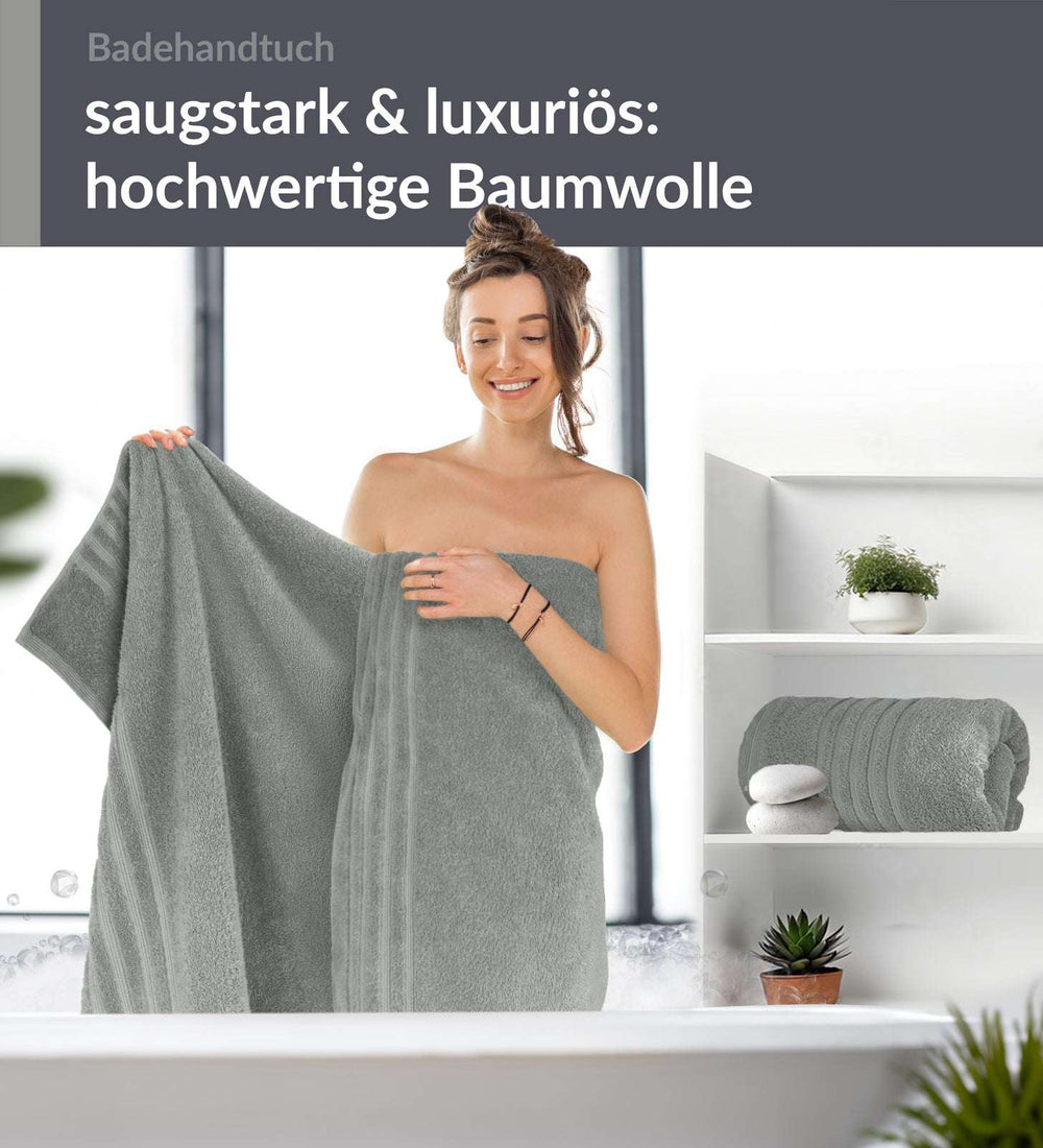 Duschtuch groß 100x150 cm 2er Set Grau - Stein