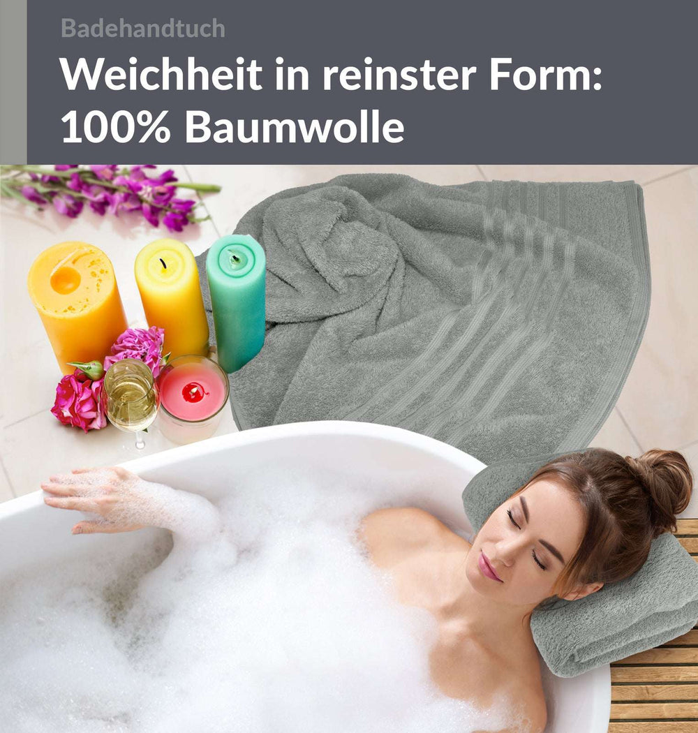 Duschtuch groß 100x150 cm 2er Set Grau - Stein