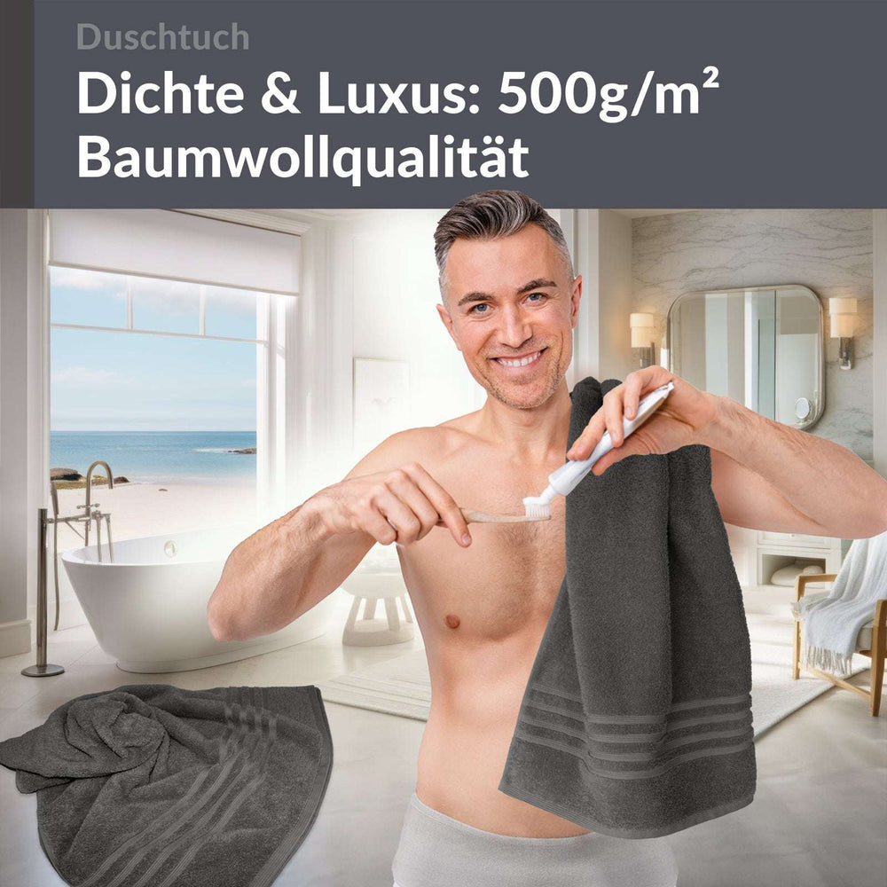 Duschtuch 70x140 cm 2er Set Grau - Anthrazit