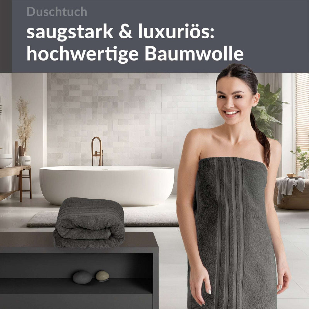 Duschtuch 70x140 cm 2er Set Grau - Anthrazit
