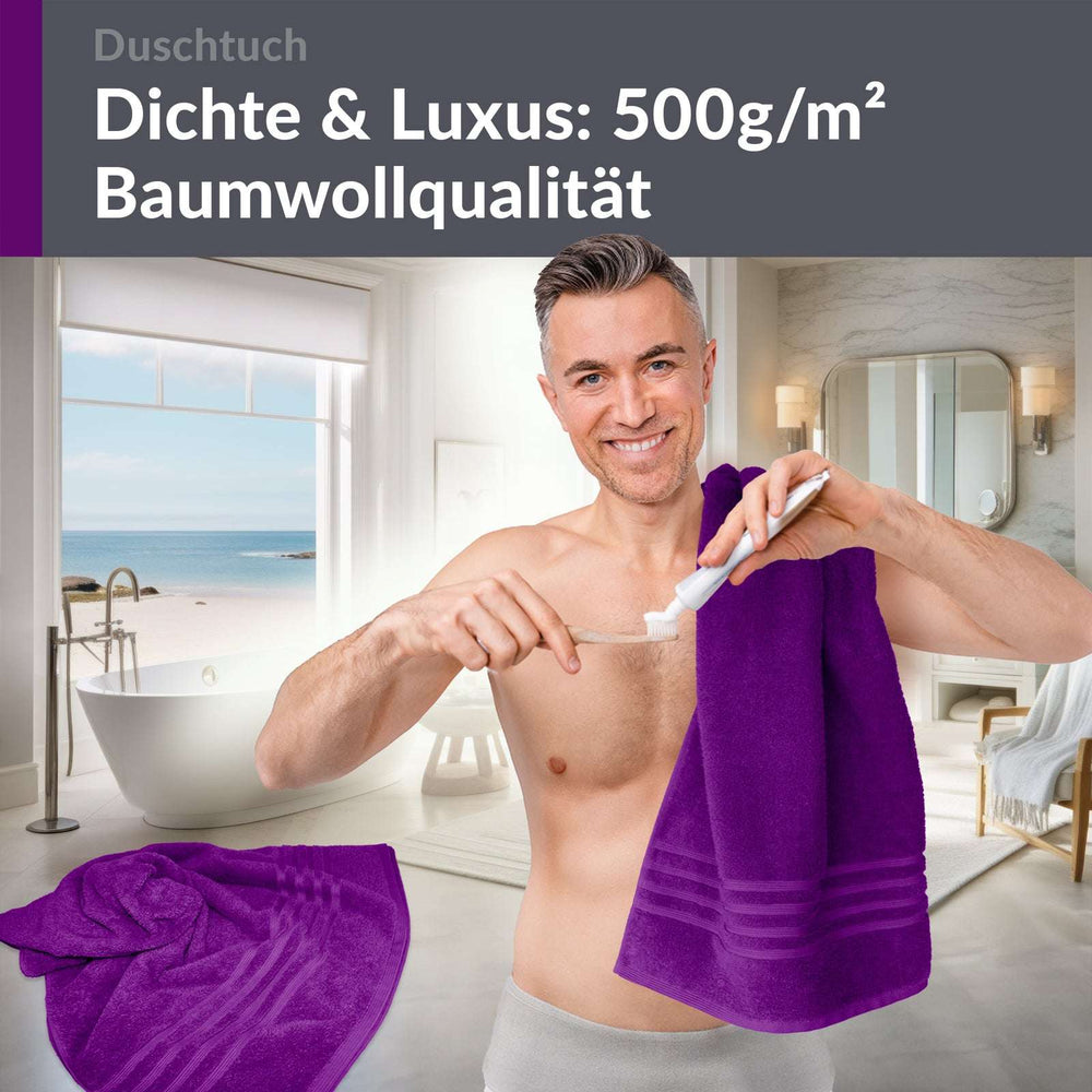 Duschtuch 70x140 cm 2er Set  Lila - Aubergine