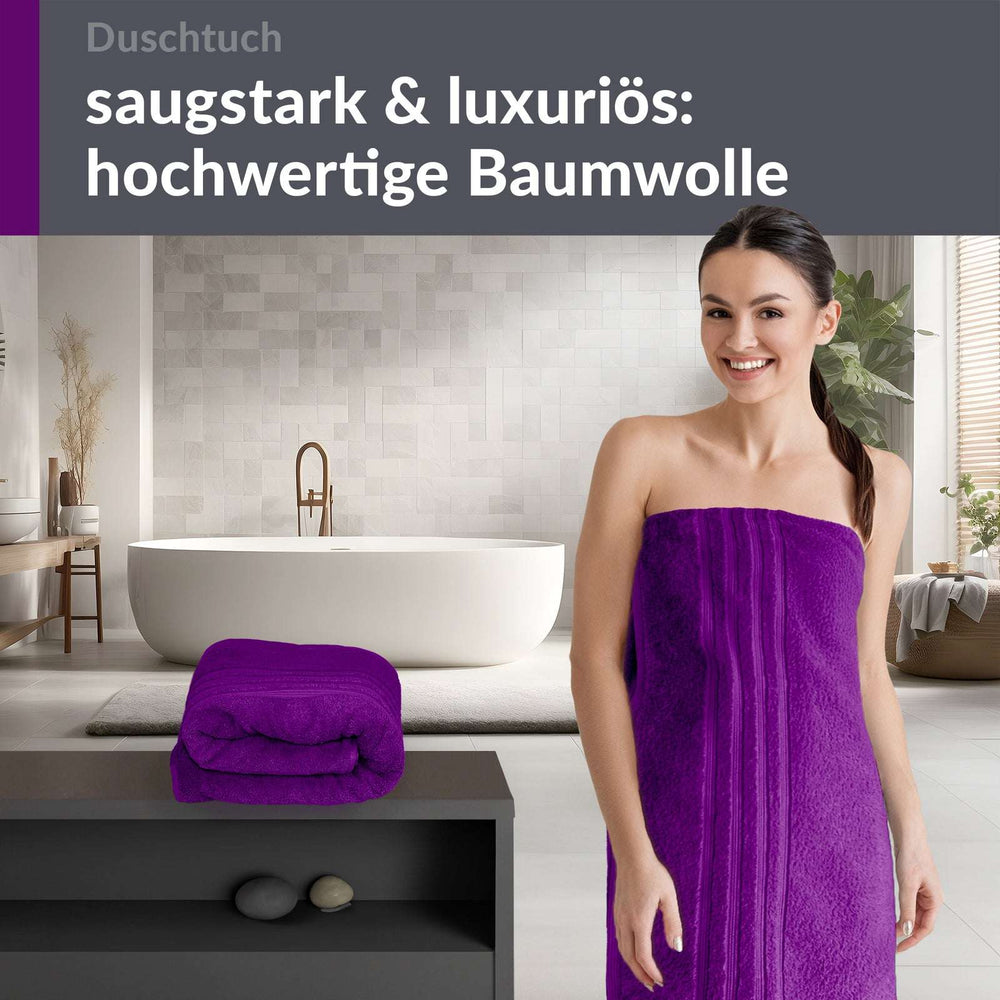 Duschtuch 70x140 cm 2er Set  Lila - Aubergine