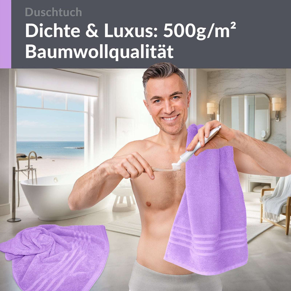 Duschtuch 70x140 cm 2er Set Lila - Flieder