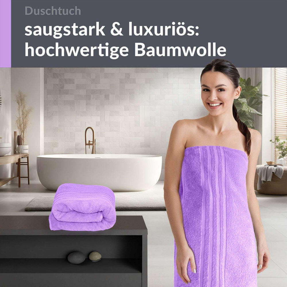 Duschtuch 70x140 cm 2er Set Lila - Flieder