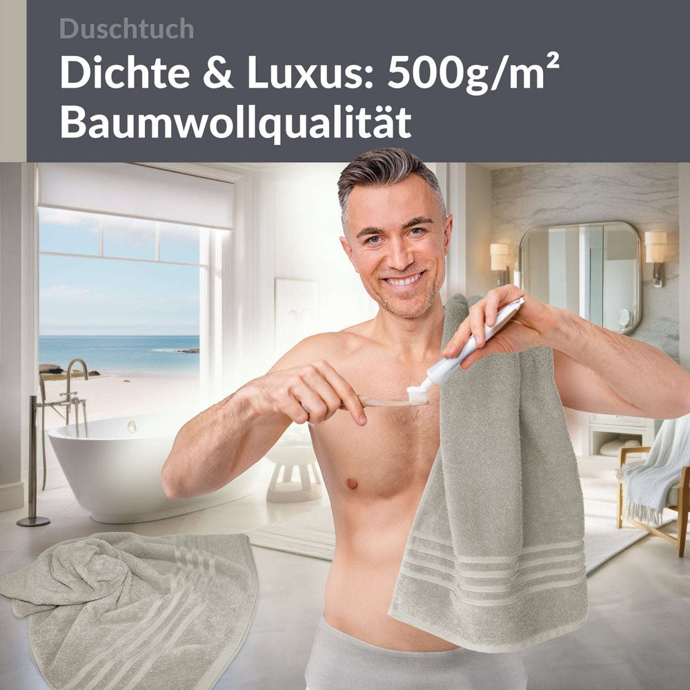Duschtuch 70x140 cm 2er Set Grau - Kiesel
