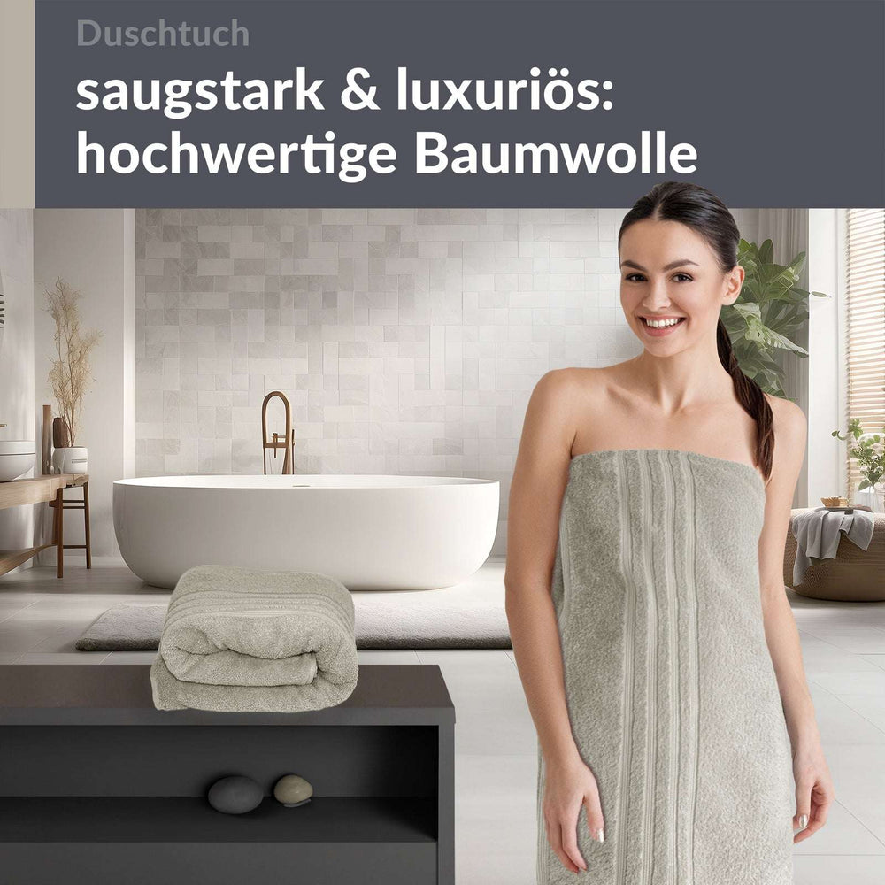 Duschtuch 70x140 cm 2er Set Grau - Kiesel