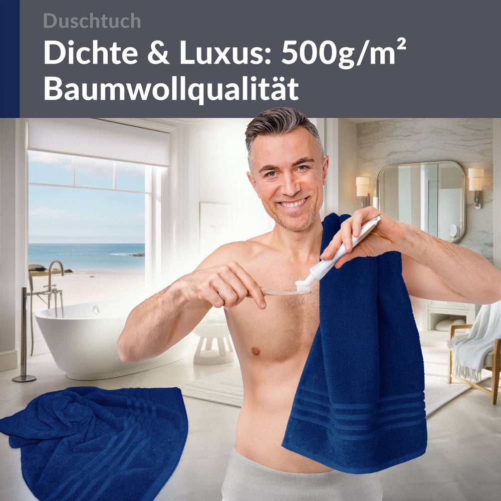 Duschtuch 70x140 cm 2er Set Blau - Marine