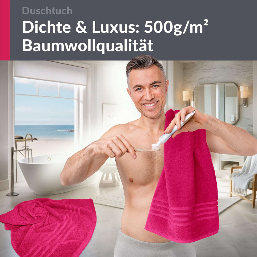 Duschtuch 70x140 cm 2er Set Rot - Rhabarber