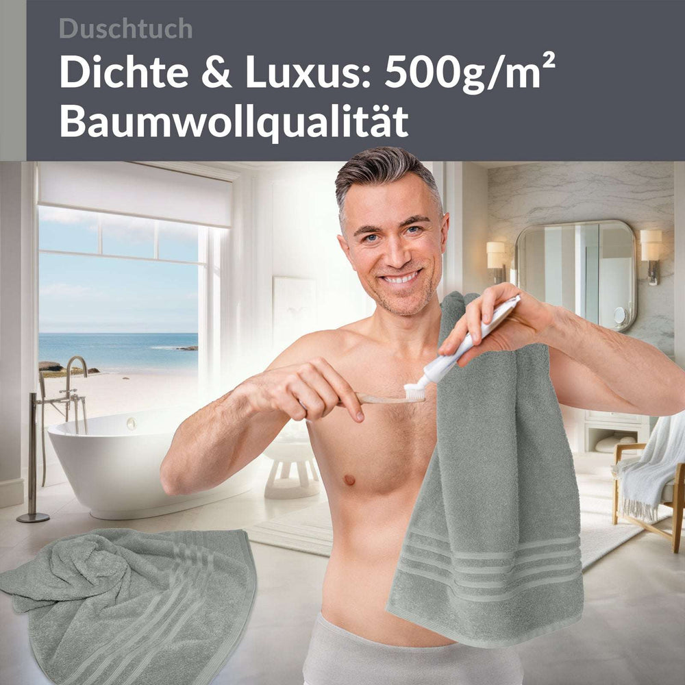 Duschtuch 70x140 cm 2er Set Grau - Stein