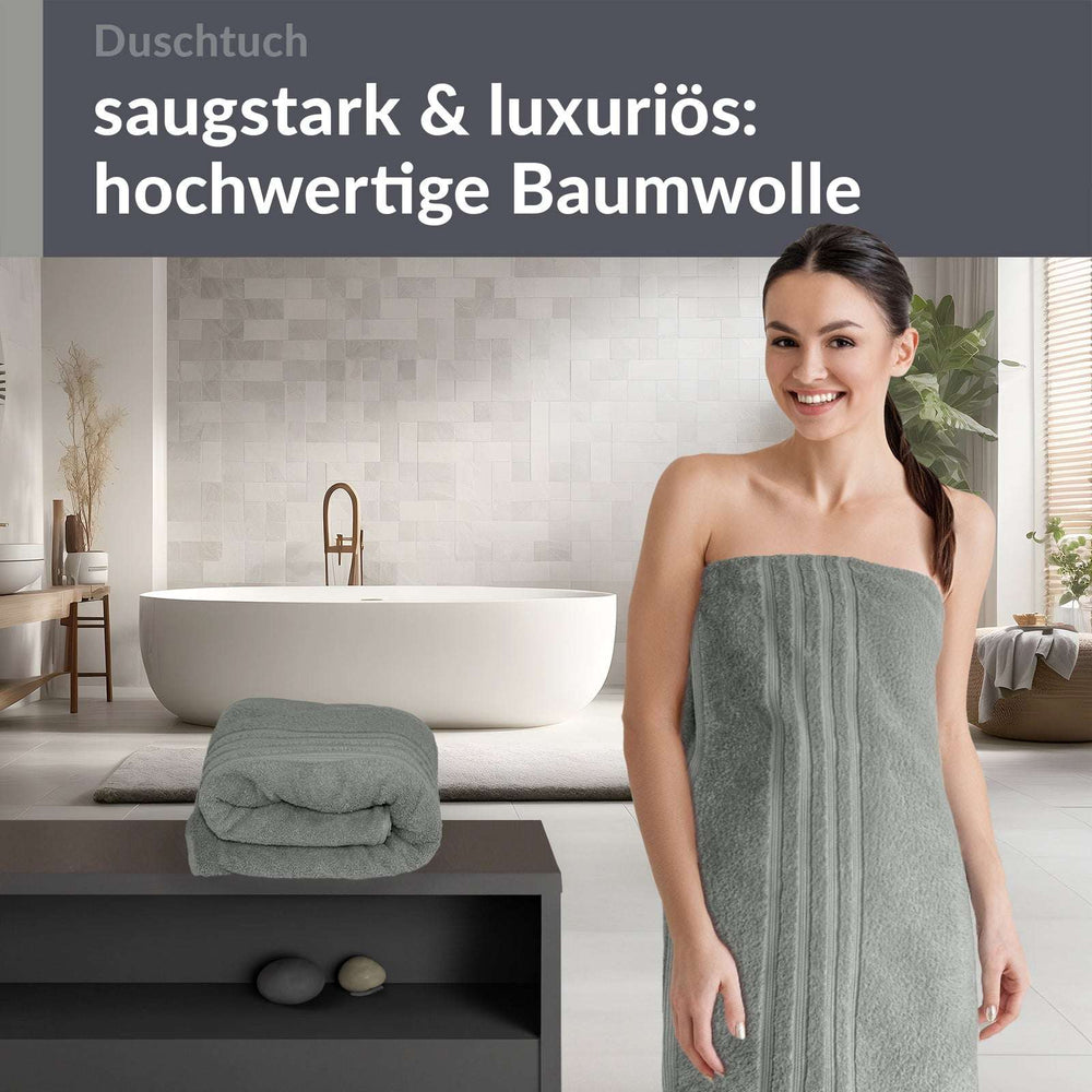 Duschtuch 70x140 cm 2er Set Grau - Stein