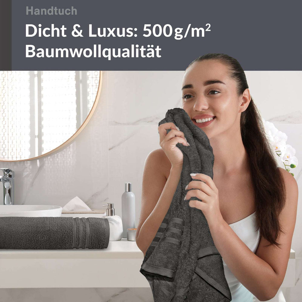 Handtuch 50x100 cm 2er Set Grau - Anthrazit