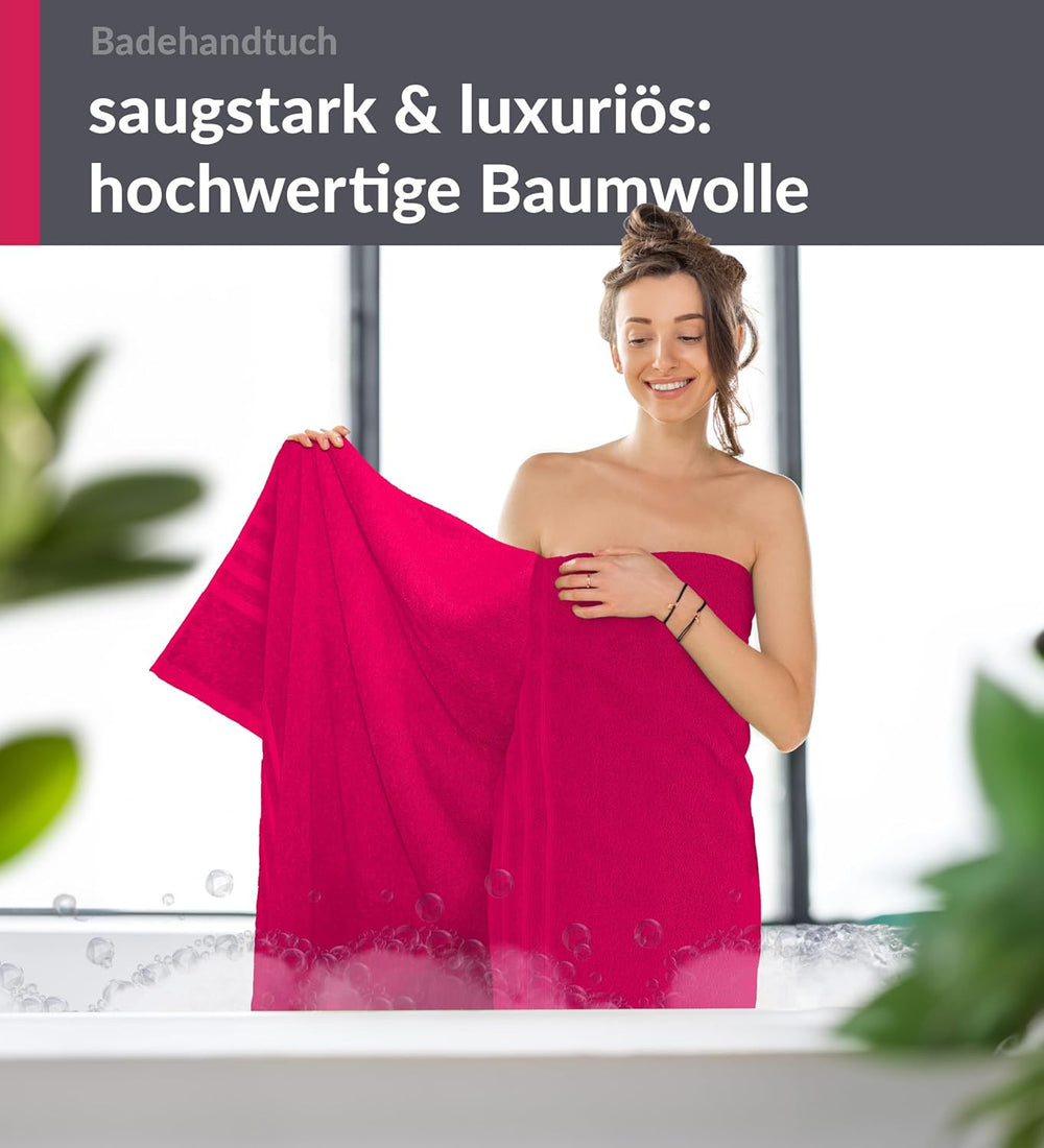 Badetuch 100x150 cm Rot - Rhabarber