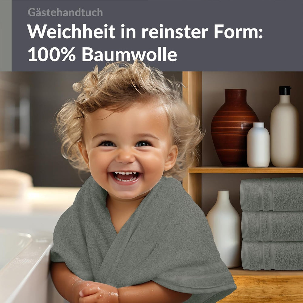 Gästehandtücher Set 30x50 cm 4 Stück Grau - Stein