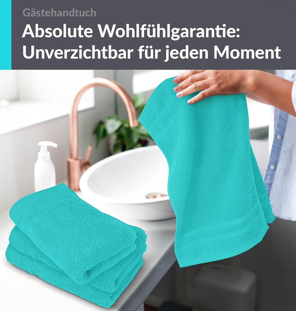 Gästehandtücher Set 30x50 cm 4 Stück Türkis - Lagunen