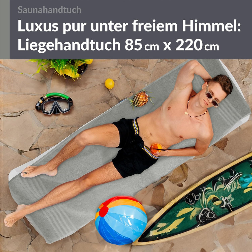 Saunahandtuch extra lang 80x220 cm Grau - Stein
