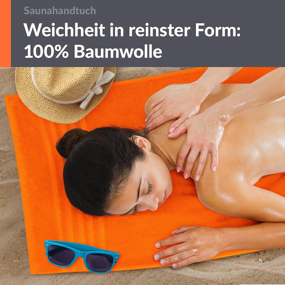 Saunahandtuch extra lang 80x220 cm Orange - Clementinen