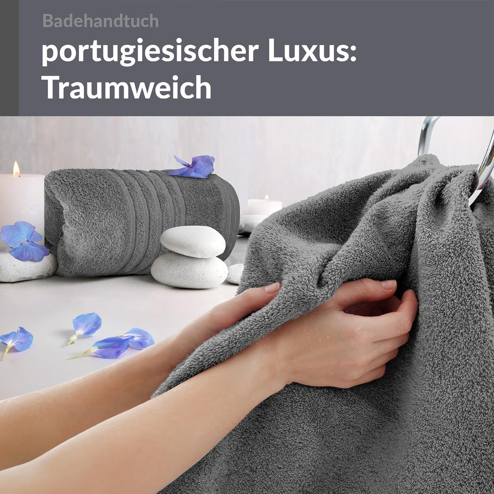 Duschtuch groß 100x150 cm 2er Set Grau - Anthrazit