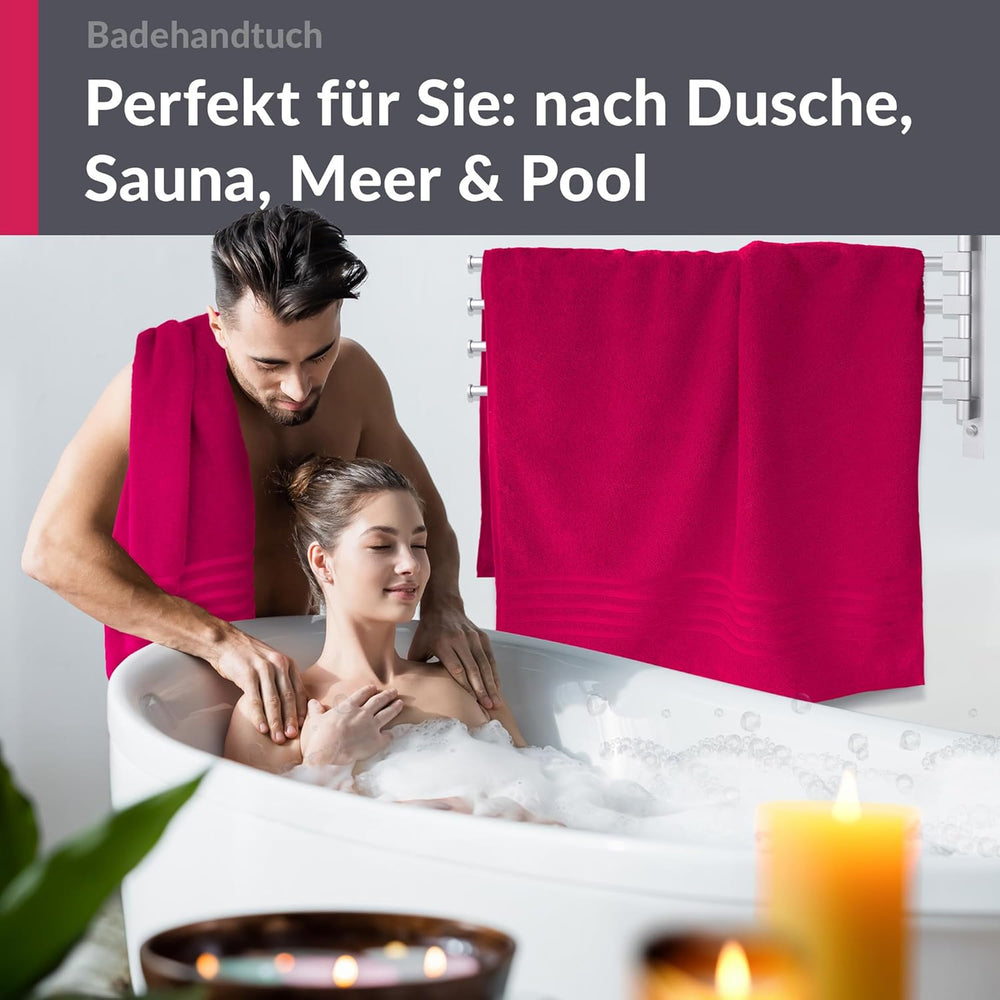 Duschtuch groß 100x150 cm 2er Set Rot - Rhabarber