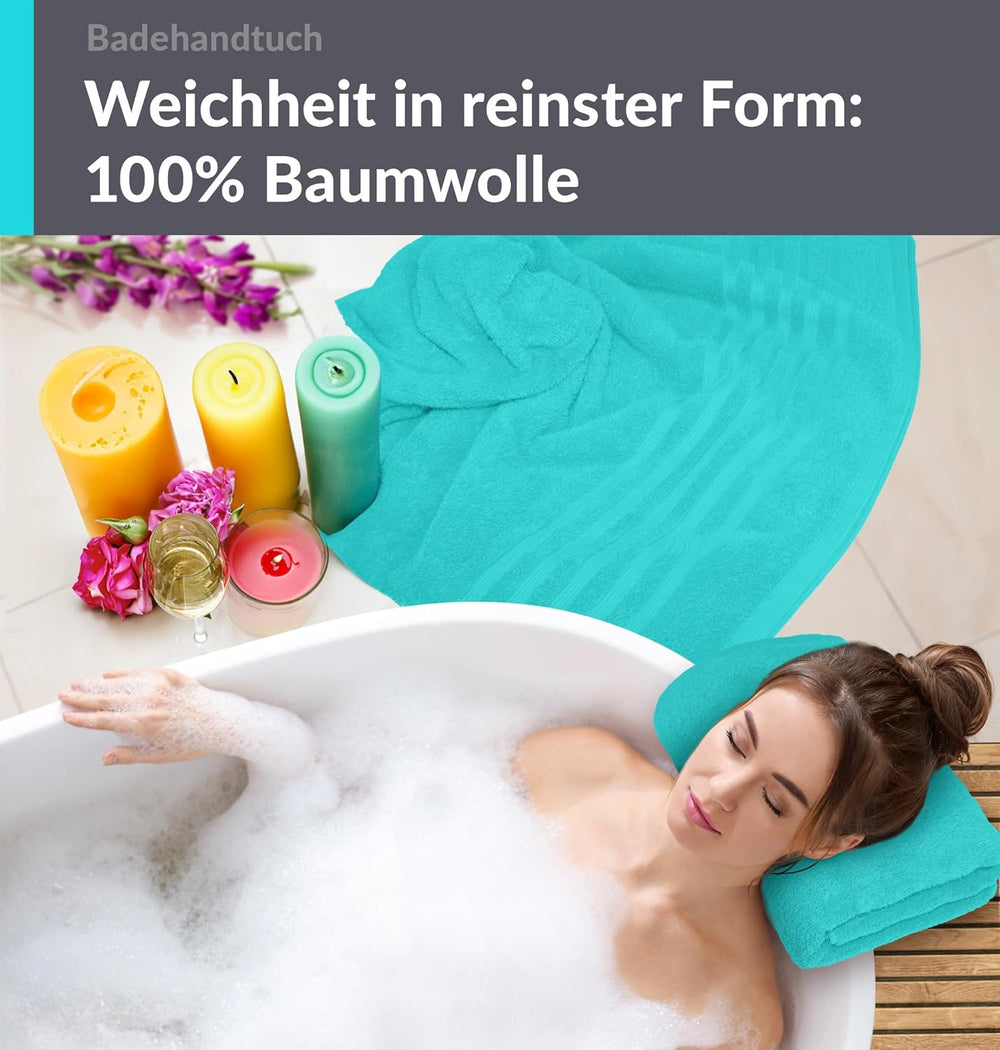 Duschtuch groß 100x150 cm 2er Set Türkis - Lagunen