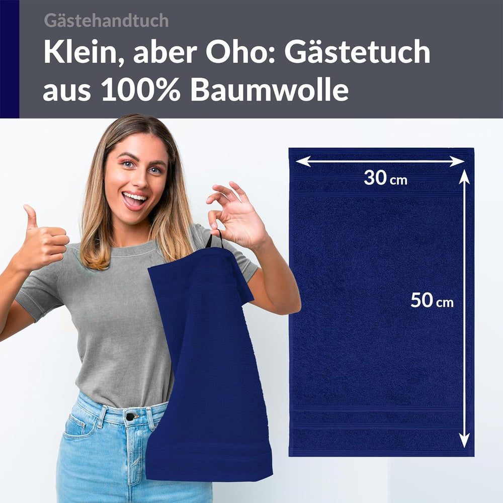 Gästehandtücher Set 30x50 cm 4 Stück Blau - Marine