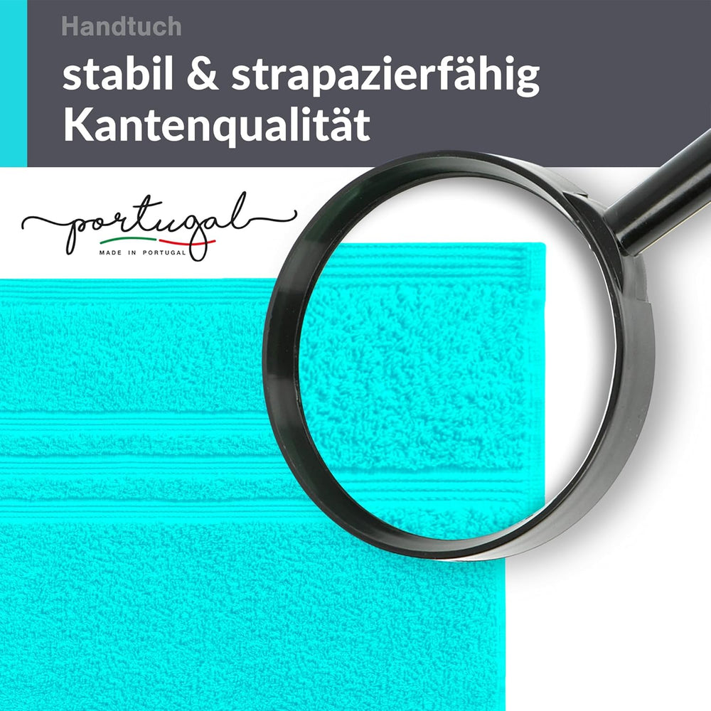 4er Handtücher Set 50x100 cm Baumwolle Türkis - Lagune