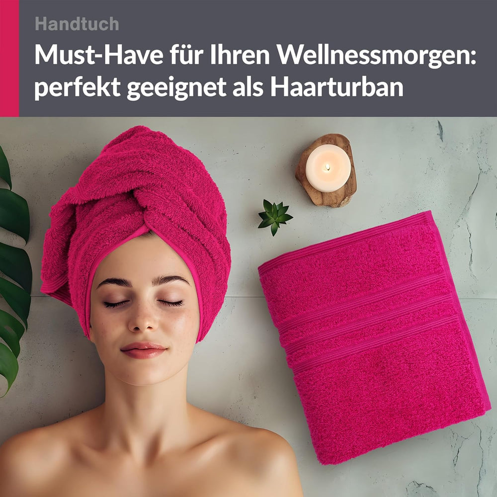 4er Handtücher Set 50x100 cm Baumwolle Rot - Rhabarber