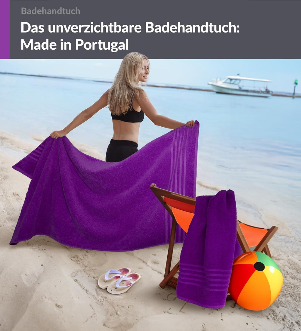 Duschtuch groß 100x150 cm 2er Set Lila - Aubergine