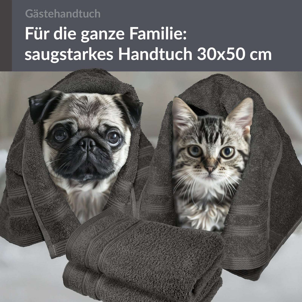 Gästehandtücher Set 30x50 cm 4 Stück Grau - Anthrazit