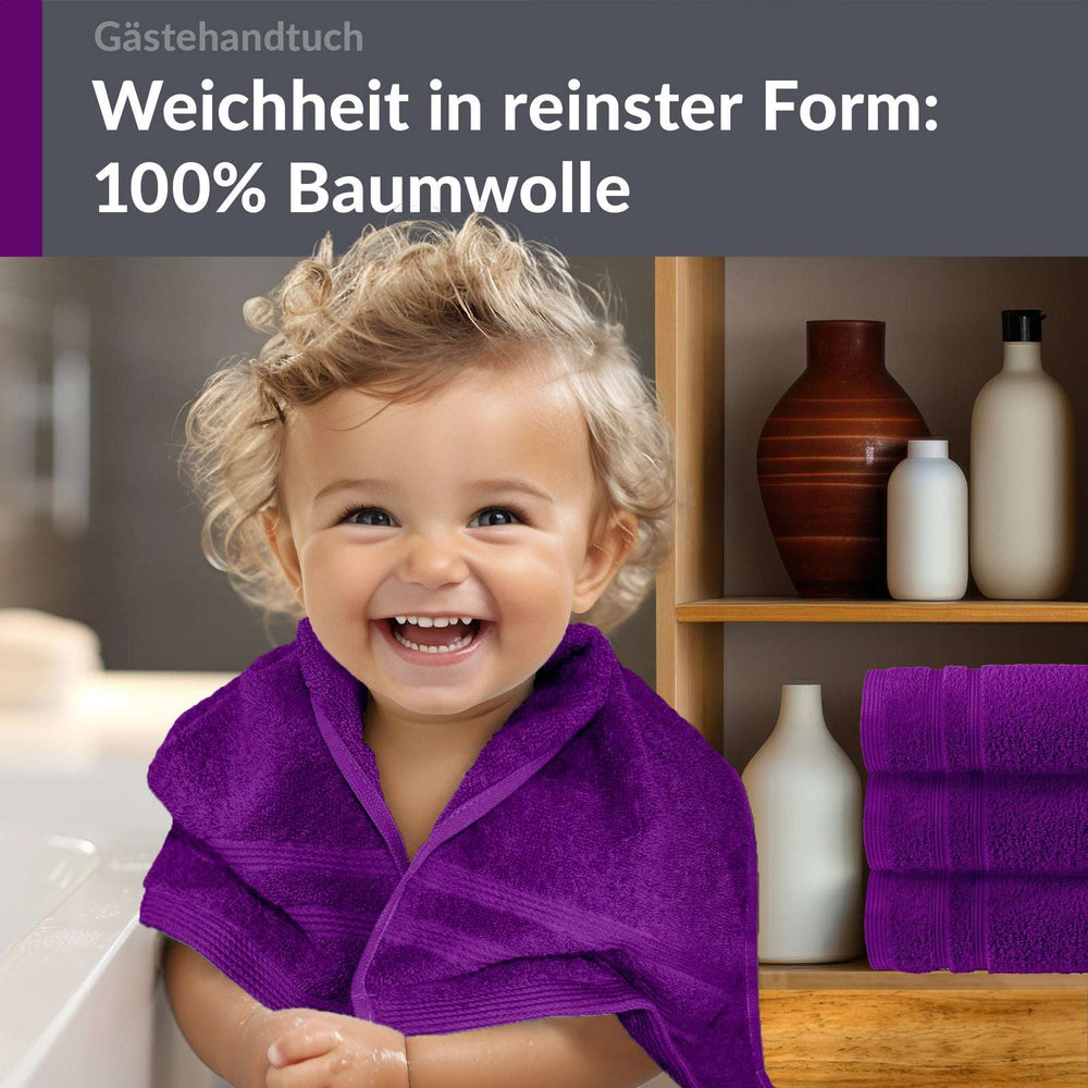 Gästehandtücher Set 30x50 cm 4 Stück Lila - Aubergine