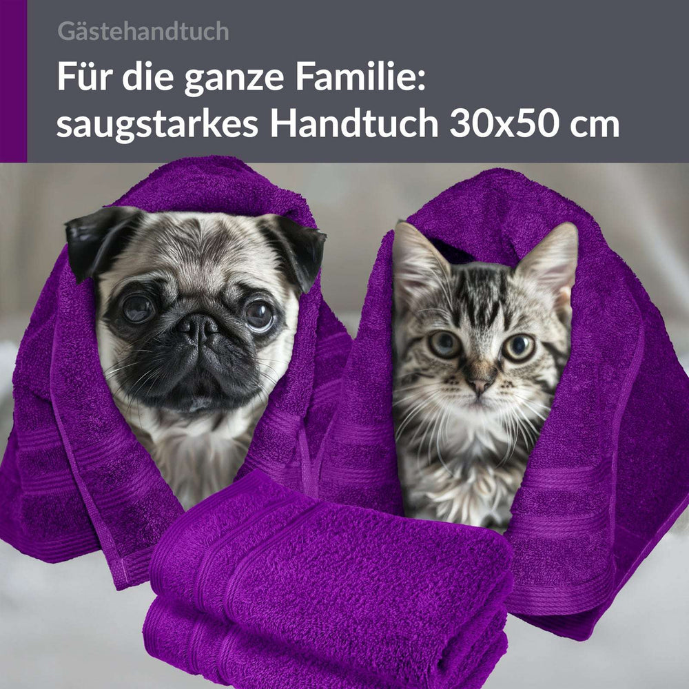 Gästehandtücher Set 30x50 cm 4 Stück Lila - Aubergine