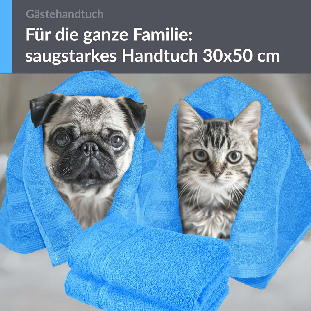 Gästehandtücher Set 30x50 cm 4 Stück Blau - Capri